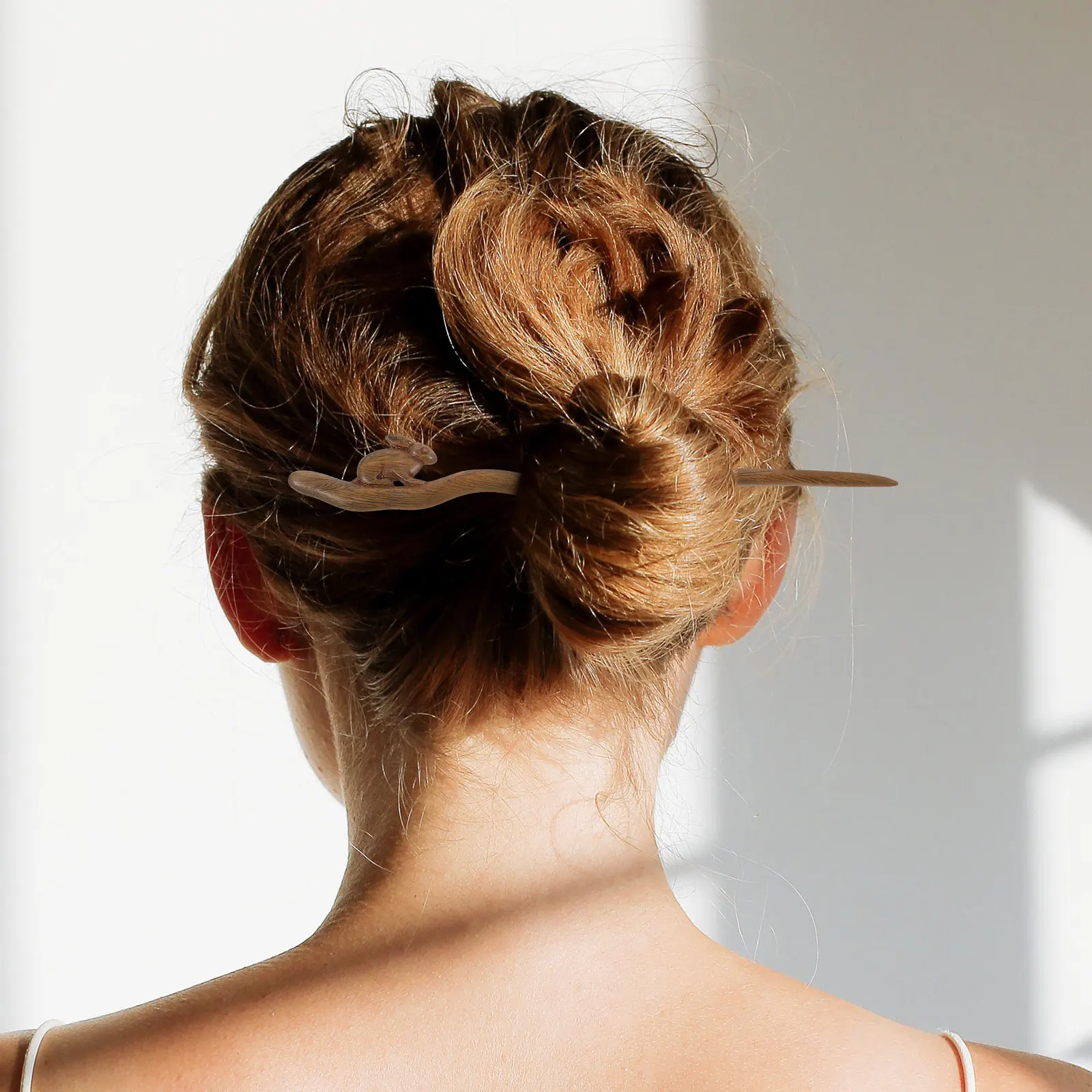

Chinese Hair Stick Wooden Rabbit Design for Women Long Hair Bun Hanfu Accessories Vintage Style Wedding Party Ceremony Daily Use