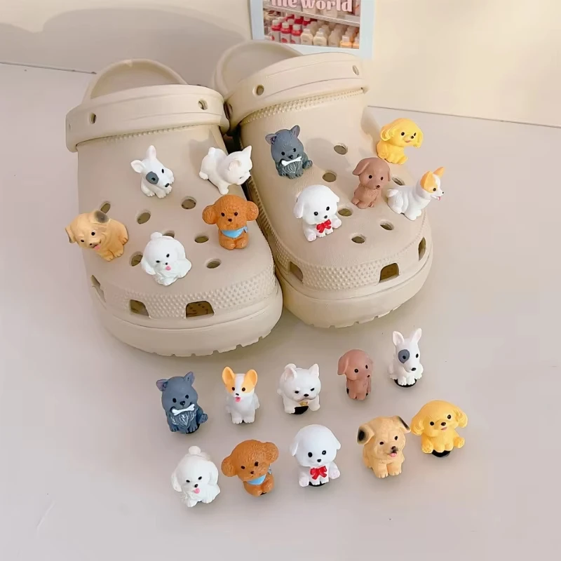 Cute 3D Puppy Shoe Charms Set For Clogs Fun Shoe Buckle Decoration Removable ABS Dog Shoe Decoration Accessories Party Gifts