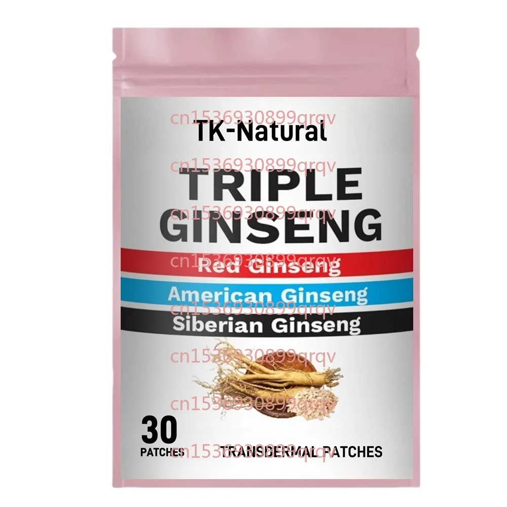 30 Patches Triple Ginseng Transdermal Patches American Siberian Ginseng for Women&Men Support Performance Energy