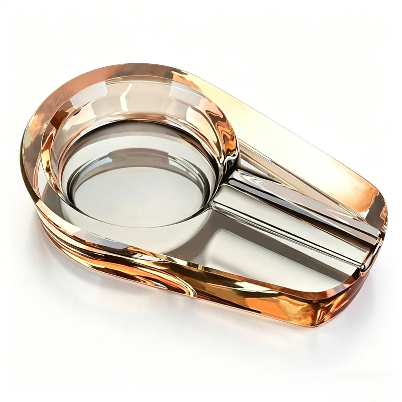 

Crystal Glass Ashtray Portable Household Cigar Holder Ashtray Creative Office Desk Living Room Decoration Smoking Accessories