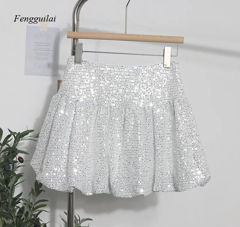 Ballet-Style Sequined Half-Length Dress, Black Mini Dress, A-Line Umbrella Skirt, Short Skirt