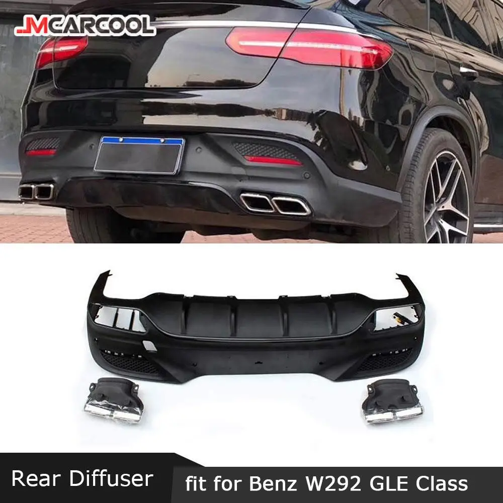 For Benz GLE Class W292 C292 GLE63 AMG coupe 2016 -2018 Rear Lip Diffuser Spoiler with Exhaust Tips Bumper Protector