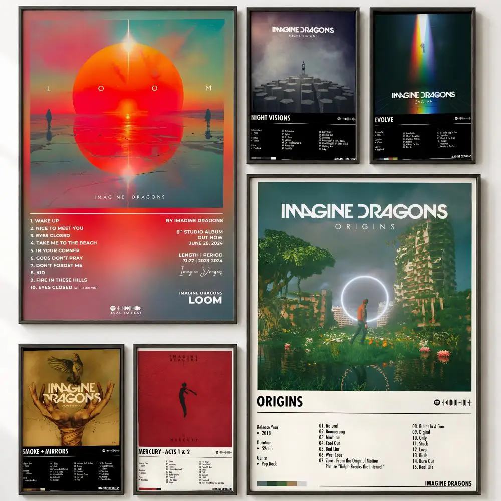 Rock Band I-imagine Dragons Painting Calligraphy High-Definition With Textured Finish Modern Style For Hallway Wall Art Decor