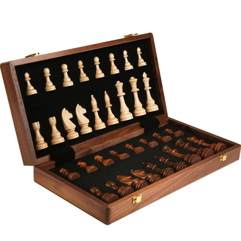 Magnetic Chess Set with Wooden Chessboard, Chinese & Western Chess Ornament, Decorative Collectible Board Game