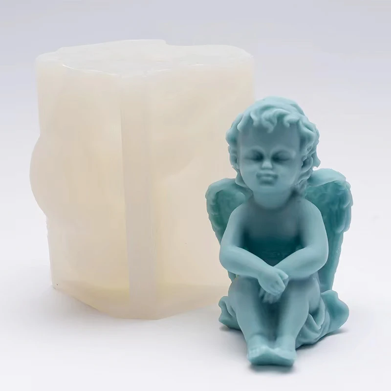 Big Size Angel Candle Silicone Mold DIY Handmade Cute Angel Baby Soap Gypsum Aromatherapy Epoxy Resin Making Mould Home Decor