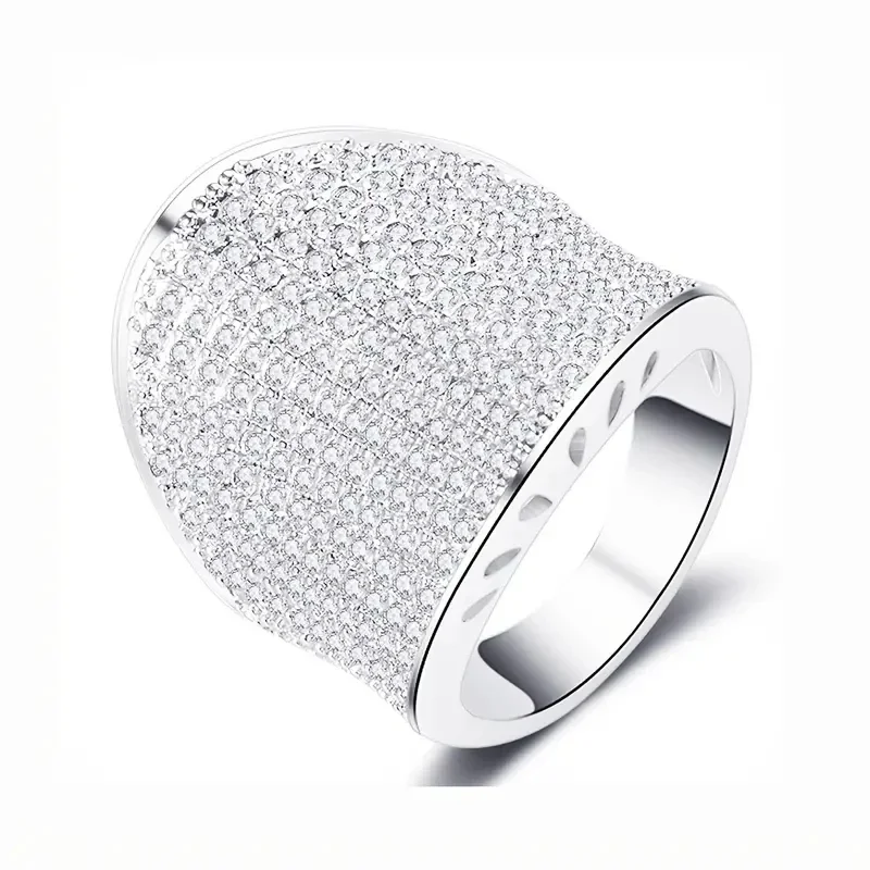 Huitan Gorgeous Wide Rings Full AA Cubic Zirconia Sparkling Wedding Accessories for Women Hyperbole Cocktail Rings Party Jewelry