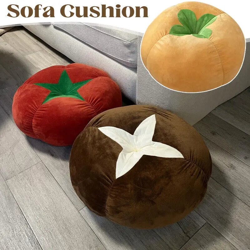 Window Tatami Mat Lovely Tomato Pillow Thick Vegetable Mushroom Persimmon Plush Cushion Living Room Home Decoration