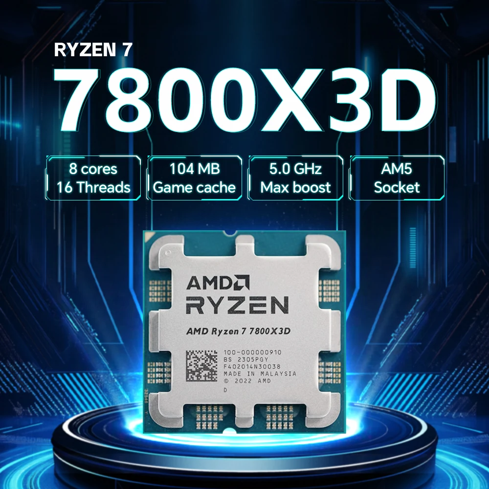

AMD Ryzen 7 7800X3D 8-ядерный 16-поточный процессор B650 5 нм, 4,2 ГГц, разъем AM5 L3 = 96M R7 7800X3D, 120 Вт, DDR5, без вентилятора
