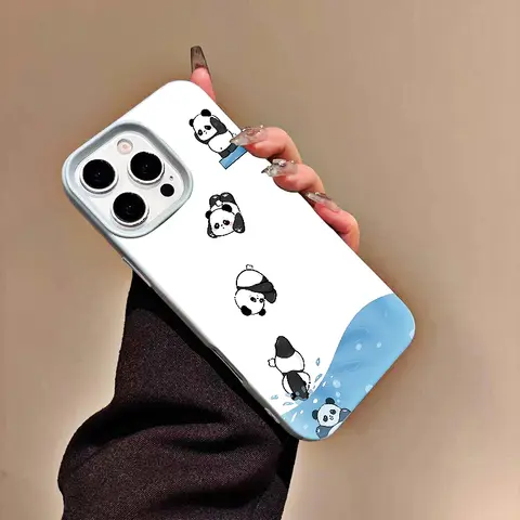 IPhone Case Cute Cartoon Panda Phone Case for iPhone 11-18 Series Shock-Absorbing Material Compatible with iPhone 11 through 18