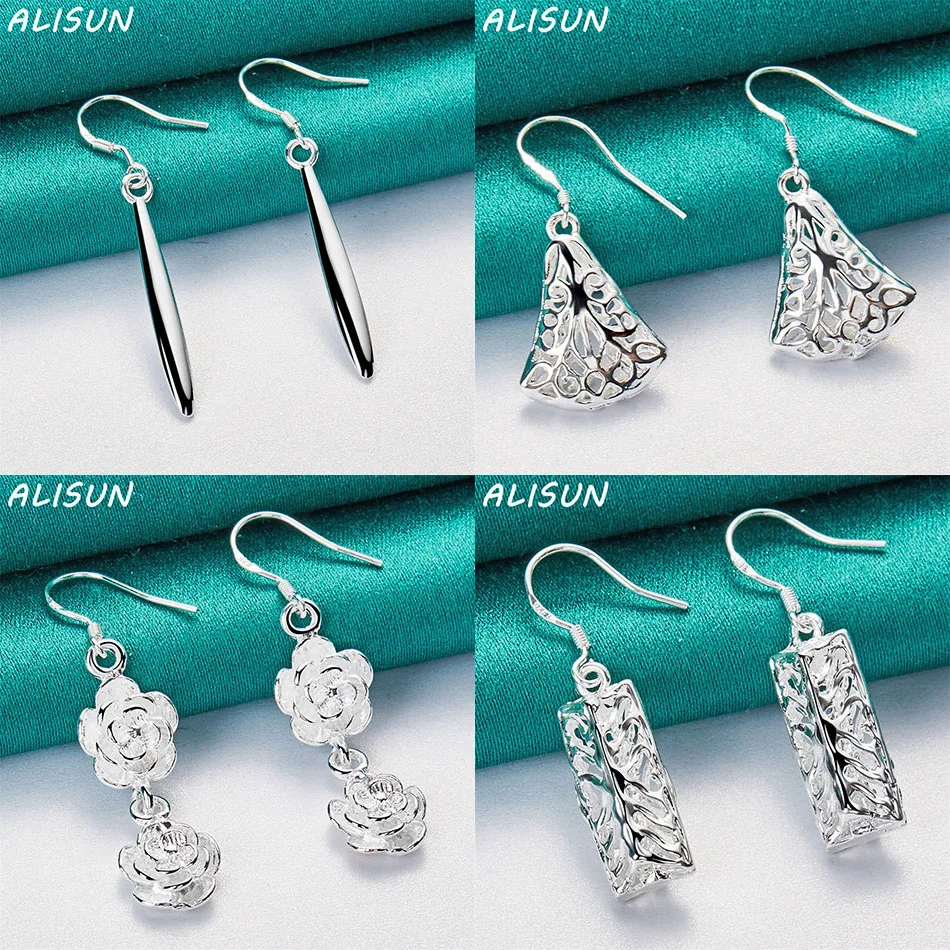 

ALISUN 925 Sterling Silver Geometric Drop Earrings For Women Charm Trend Birthday Gifts Fashion Party Fine Jewelry