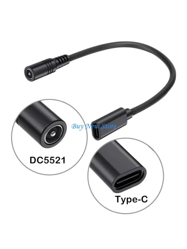

20CE 25cm Length USB C Female to DC5.5x2.1mm Male/Female Extension Cord Power Cable 22AWG Charging Adapter Wire Line