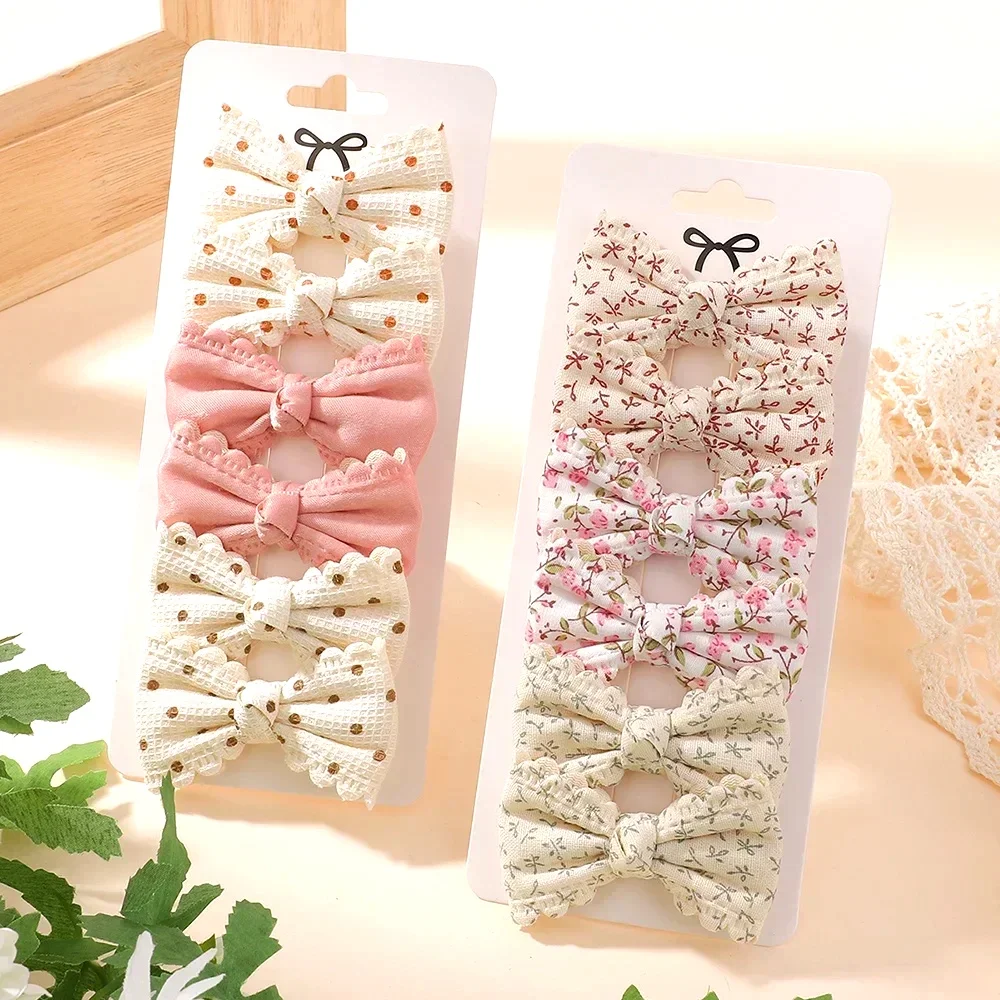 Floral Print Hair Bow Clips for Girls