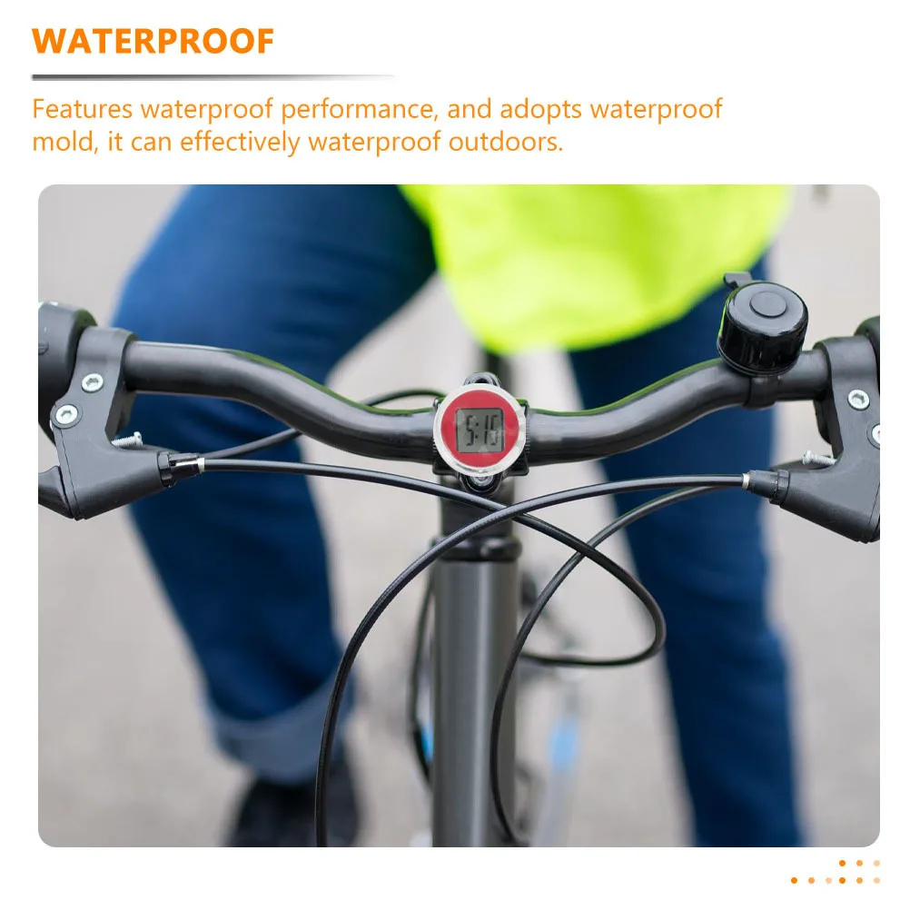 

ULTECHNOVO 3Pcs LED Digital Clock for Motorcycle Car Scooter Mini Electronic Stick Holder Red Novelty Desktop Timepiece