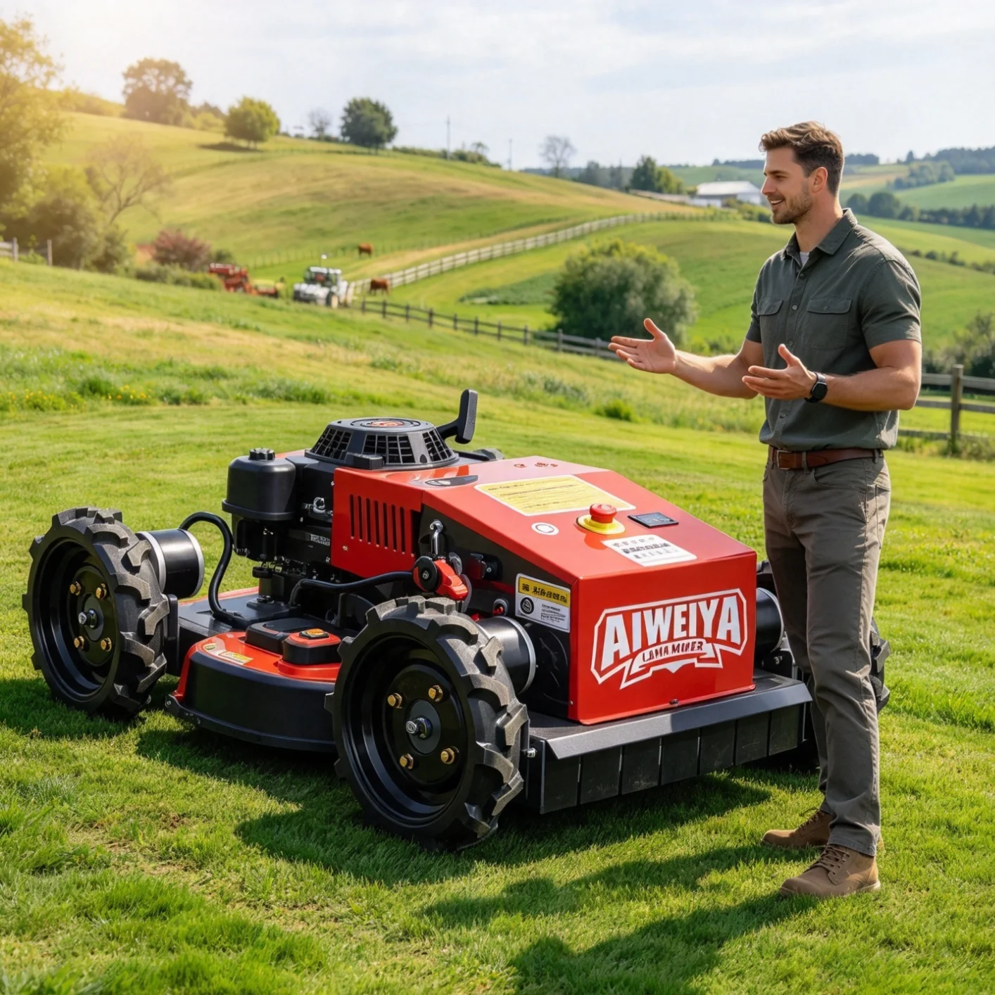 Customized Remote Control Lawn Mower flexible zero-turn steering structure, trim overgrown weeds on decorative green belts