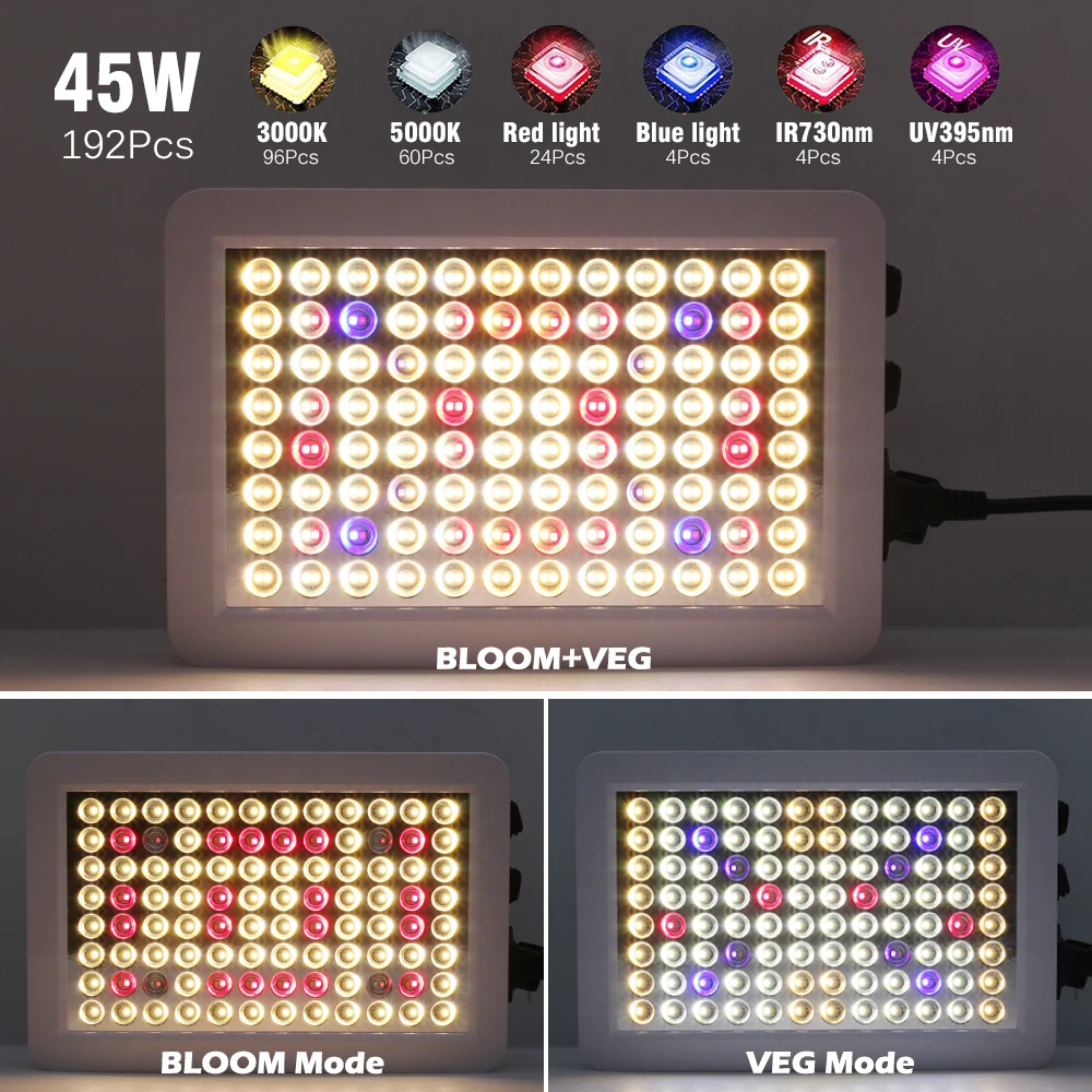 Full Spectrum LED Grow Light  High Brightness AC100-277V SMD2835 Double Switch Veg Bloom 3000K 5000K For Various Plants Growth