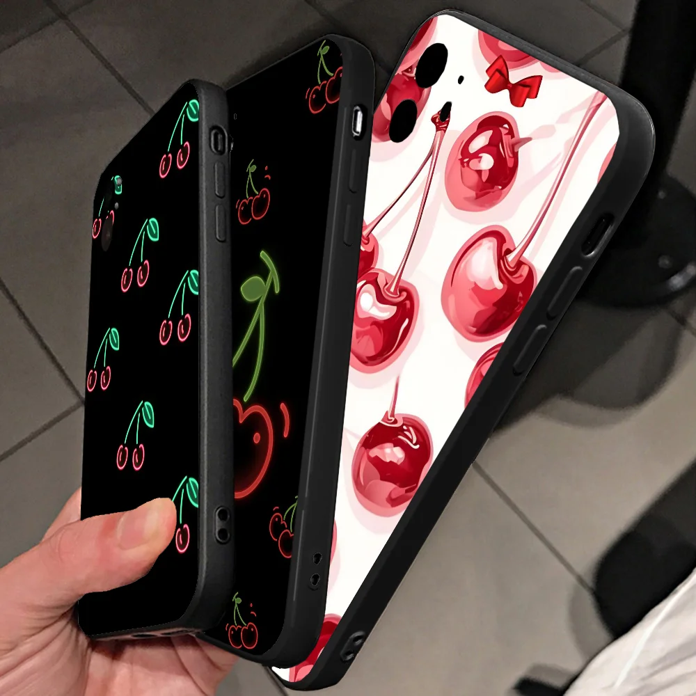 

EPC Fruit Cherry Cute Neon Phone Case Silicone Soft For IPhone 16 15 14 13 12 11 Plus Pro Max Plus