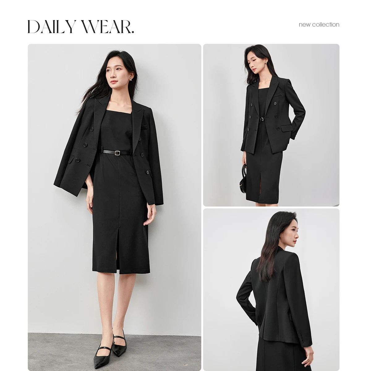 SENTUBILA Blazer Dress Suit Elegant Autumn 2025 Woman Long Sleeve Lapel Collar Coat Vest Sashes Dress Ladies Sets 151Z80054Z