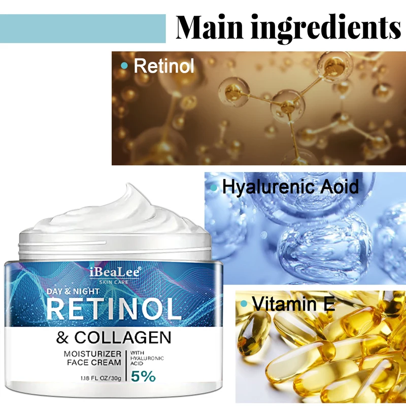 Crema al retinolo per uomo Rimuovi viso e collo Rassodante Idratante Pelle Crema viso al retinolo Trattamento viso idratante