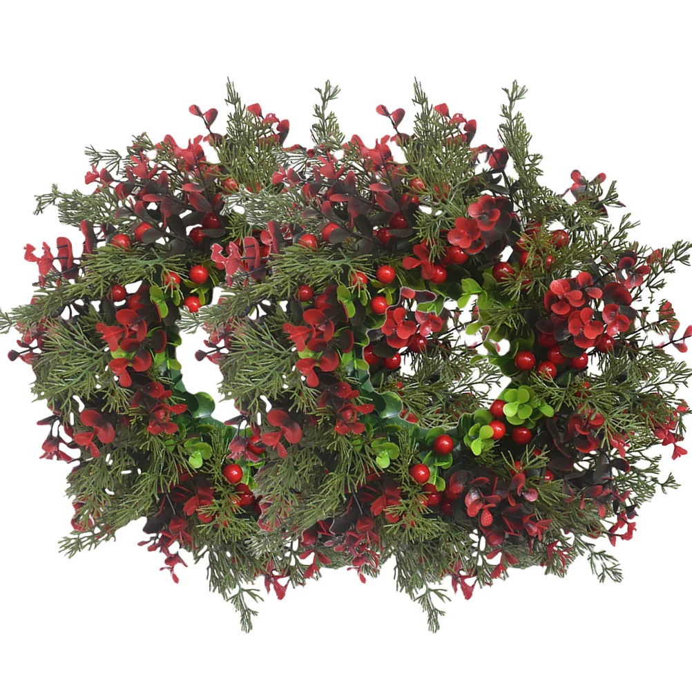 

2Pcs Xmas Wreath Pendant Artificial Garland Festive Wall Hanging Decor for Christmas Door Window Indoor Outdoor Decoration