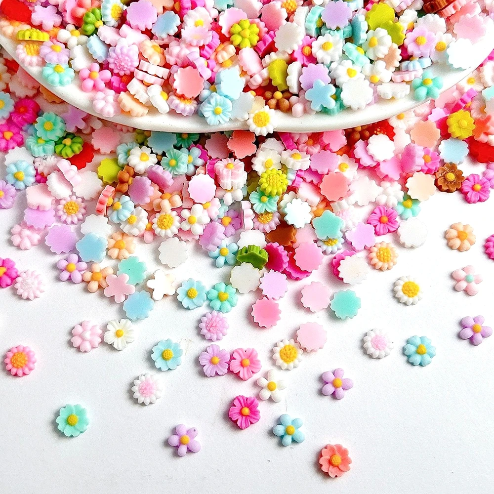 60 pçs 7mm mini 3d acrílico flor encantos da arte do prego brilho no escuro flores silvestres acessórios para unhas decoração manicure suprimentos