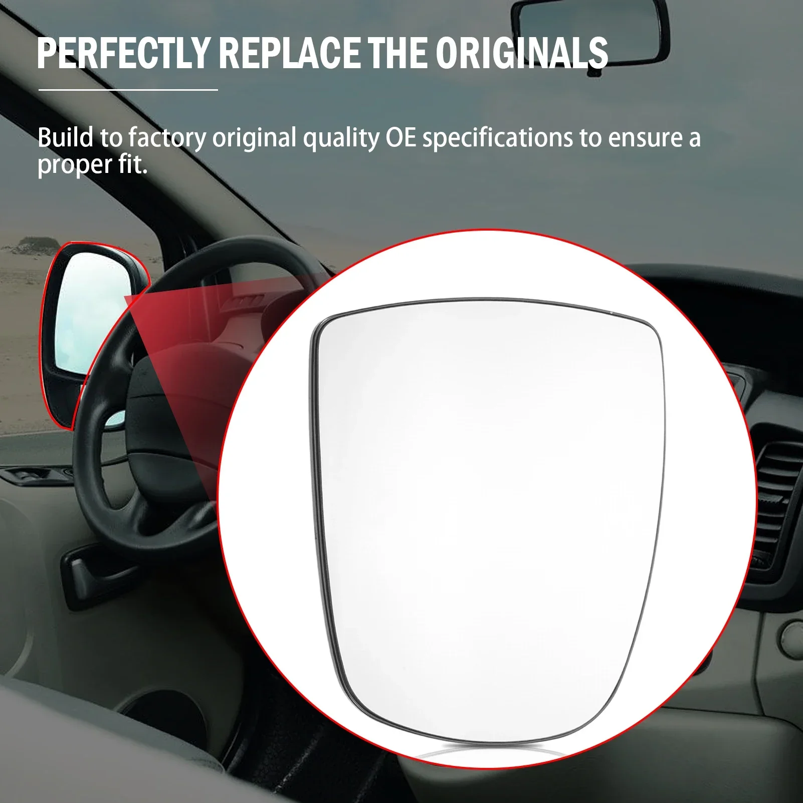 9636600QAH Left Side Heated Mirror Glass For Renault Trafic MK2/Opel Vivaro A/Nissan Primastar 2001-2014 7701050267 4408323