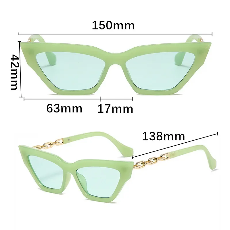 Small Frame Cat Eye Fishing Sunglasses Square Cycling Fishing Sun Glasses Eyewear Metal Chain Goggles Sports Fishing Sunglasses