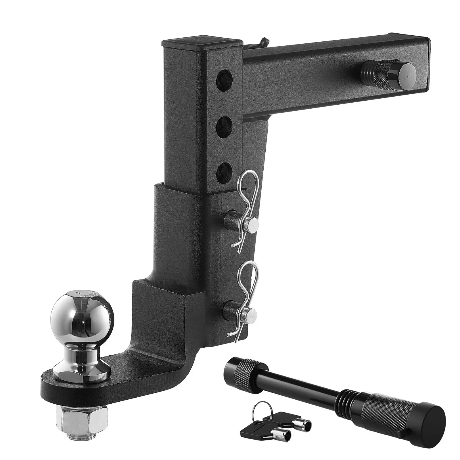 Trailer Hitch Ball Mount, Fit 2-Inch Receiver, Adjustable with 2 Inch & Pin, 7500 lbs GTW, 9.5 Inch Drop, Towing for RVs