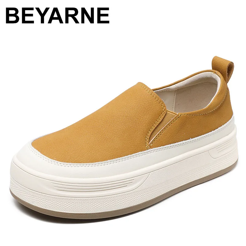 

Spring New Genuine Leather Loafers Shoes Flat Thick Sole Soft Heightening Shoes Fashion Versatile Casual Shoes