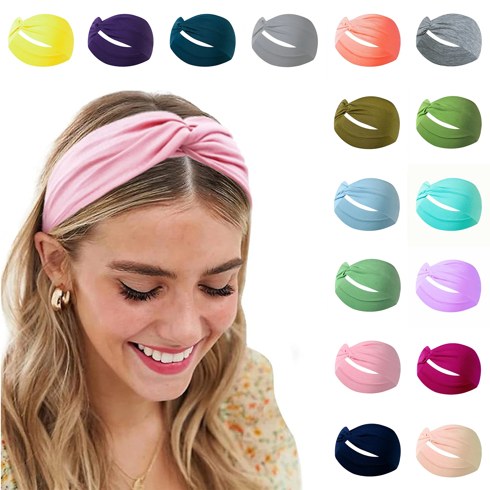 

Unisex Sports Headband Running Sweat Absorbing Elastic Fitness Headwear Yoga Cotton Multiple Colors Fashion Workout Accessory