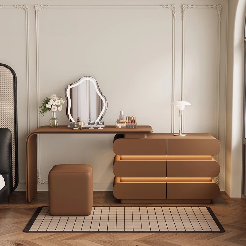 Black Telescoping Vanity Table Makeup Led Mirror Dresser Bedroom Dressing Table Wood Desk Coiffeuse De Chambre Room Furniture