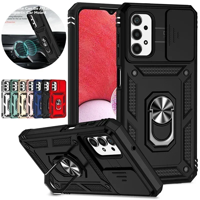 Para Samsung Galaxy A13 4G funda a prueba de golpes soporte de armadura cámara deslizante proteger funda de teléfono para Samsung A13 A 13 13A 5G contraportada