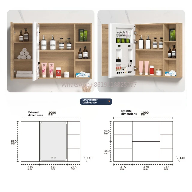 Kast Gecombineerd Ontwerp Met Keramische Wastafel Ijdelheid Set Badkamer Multifunctionele Ijdelheid Spiegel En Opslag