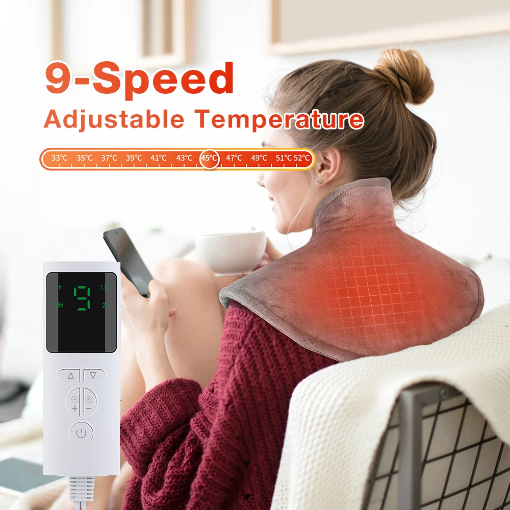 

9, нагрев, 4-х таймер, грелка для плеч и шеи, домашнее электрическое одеяло, шаль с горячим компрессом, моющийся зимний согревающий коврик для офиса