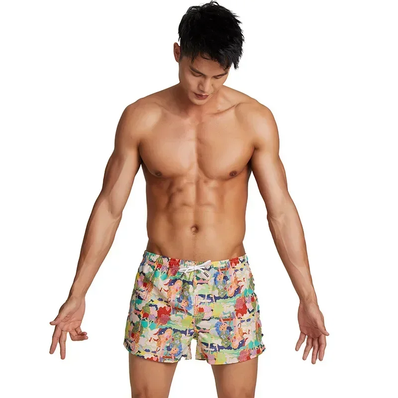 Summer 3-Inch Beach Shorts for Men Printed Casual Shorts Perfect for Seaside Vacation Beach Activities Hot Spring Bathing Suits