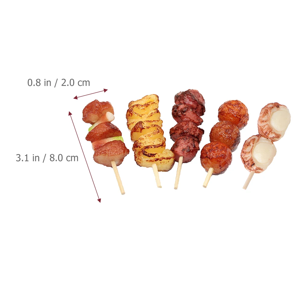 

5 Pcs Simulation Barbecue Skewers Pretend Grill Play Kitchen Meat Food Toy Realistic Bbq Model Mini Toys