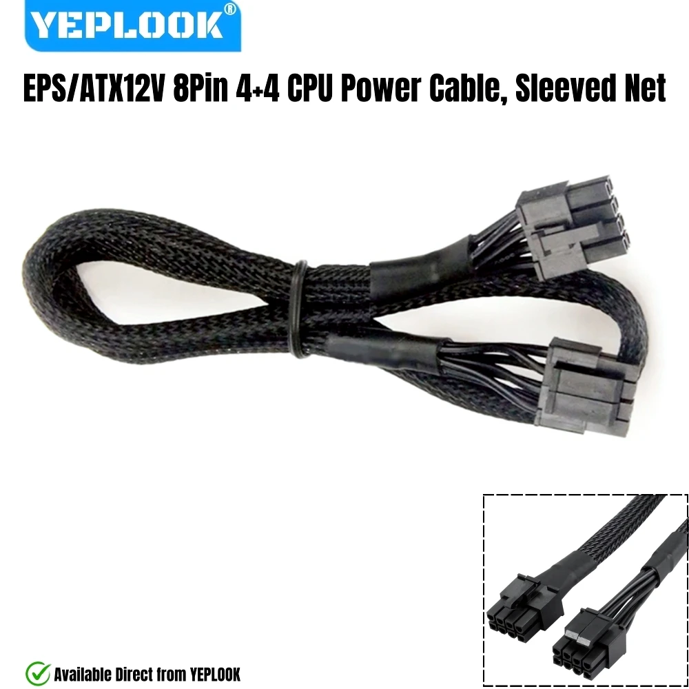 EPS/ATX12V 8Pin 4+4Pin Sleeved Net 60CM 18AWG, CPU Power Cable for Corsair RM1000x, RM850x, RM750x, RM650x Type 4 Modular Powers
