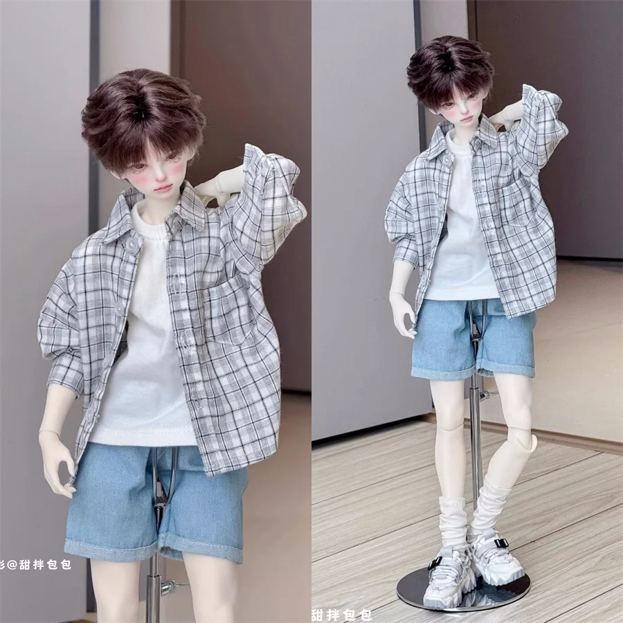 BJDドール服 Tシャツ おもちゃ 男の子 女の子 子供 ハンサムトップ キュートコート レッド グレー オールマッチ カジュアル ID75 1/4 ギフト ドールアクセサリー