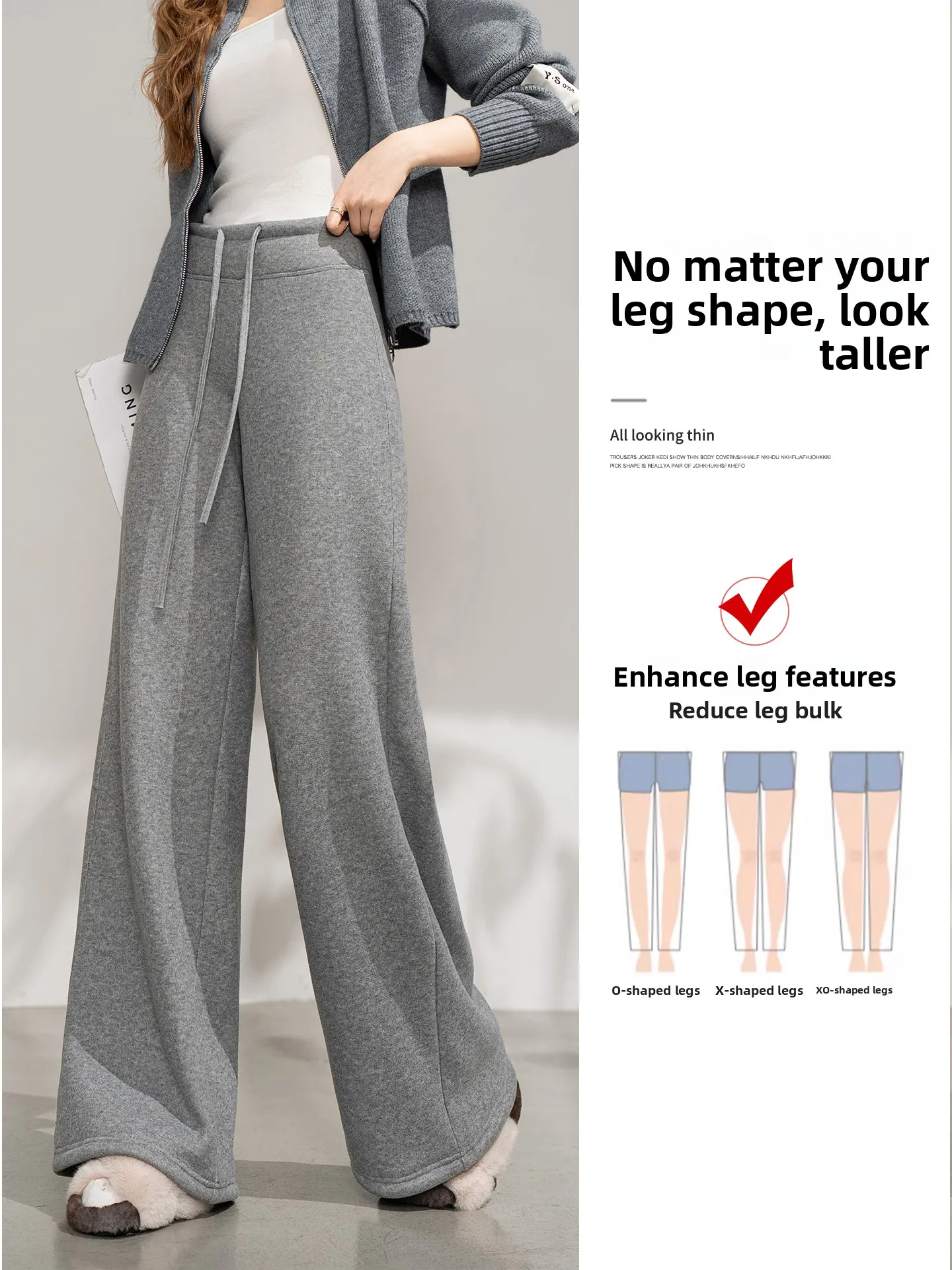 White Lamb Velvet Wide Leg Pants Women's Autumn Winter New High Waist Fce Lined Thiened Slim Straight Casual Trousers