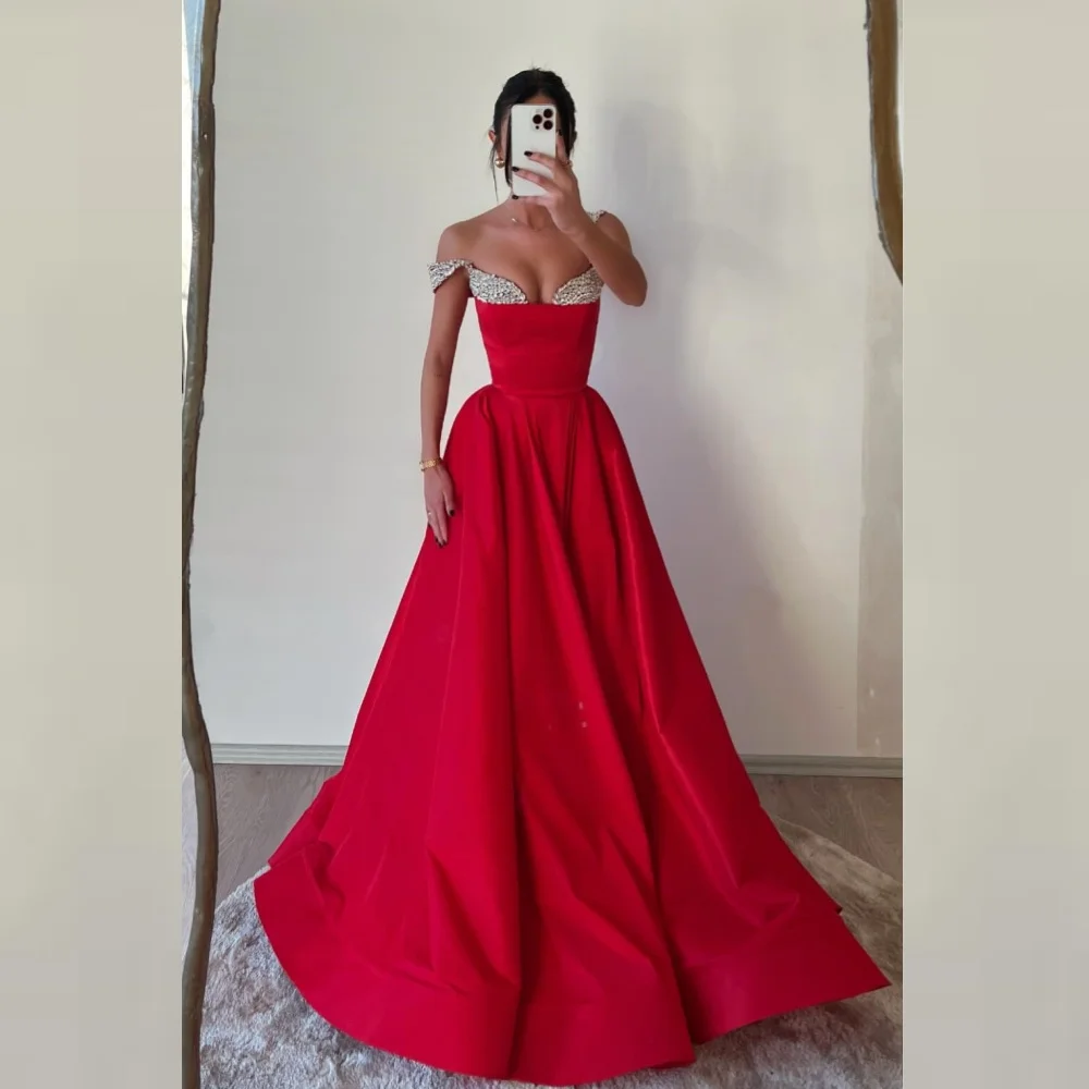 

Jiayigong Jersey Sequined Ruched Homecoming A-line Off-the-shoulder Bespoke Occasion Gown Long Dresses Saudi Arabia Evening