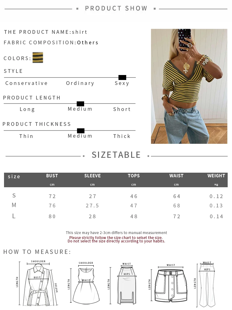 Kliou Gestreifte Patchwork-T-Shirts für Damen, Sommertrend, V-Ausschnitt, kurze Ärmel, rückenfrei, Nabel freigelegt, Street-Casual-Mode-Style-Tops – Detail 1