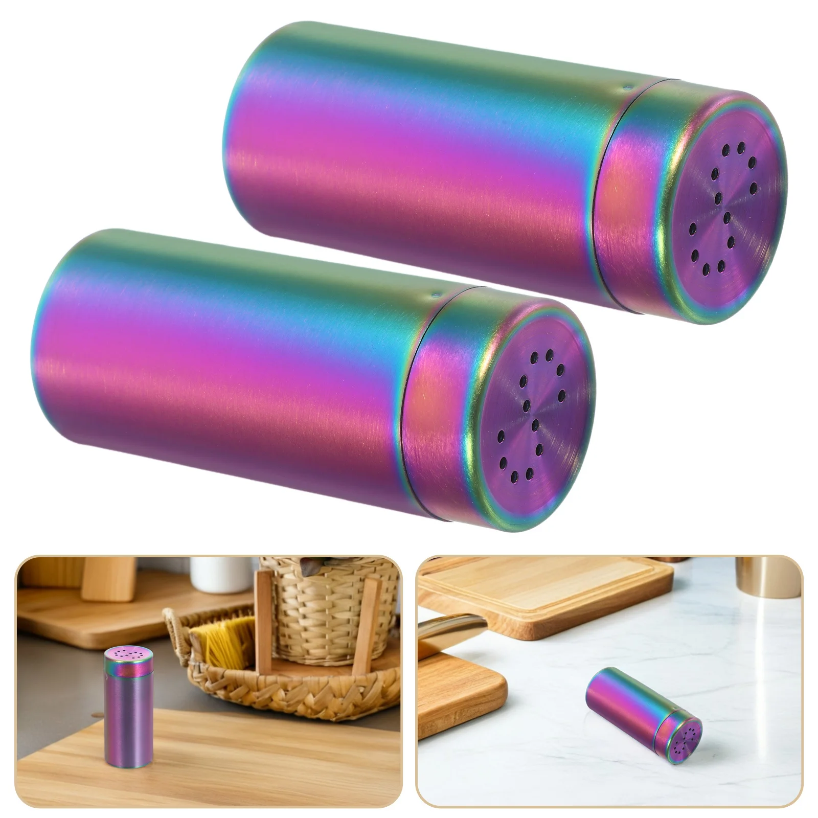 

2Pcs Stainless Steel Salt Pepper Shaker Set Seasoning Dispenser with Precision Top Compact Design for Kitchen Table Restaurant