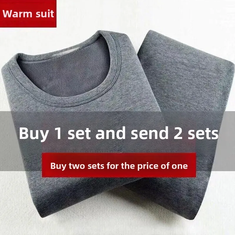 

Men's Thermal Underwear Set Fleece Lined Thickened Base Layer Shirt Pants Autumn Winter Warm Anti Cold Home Clothes