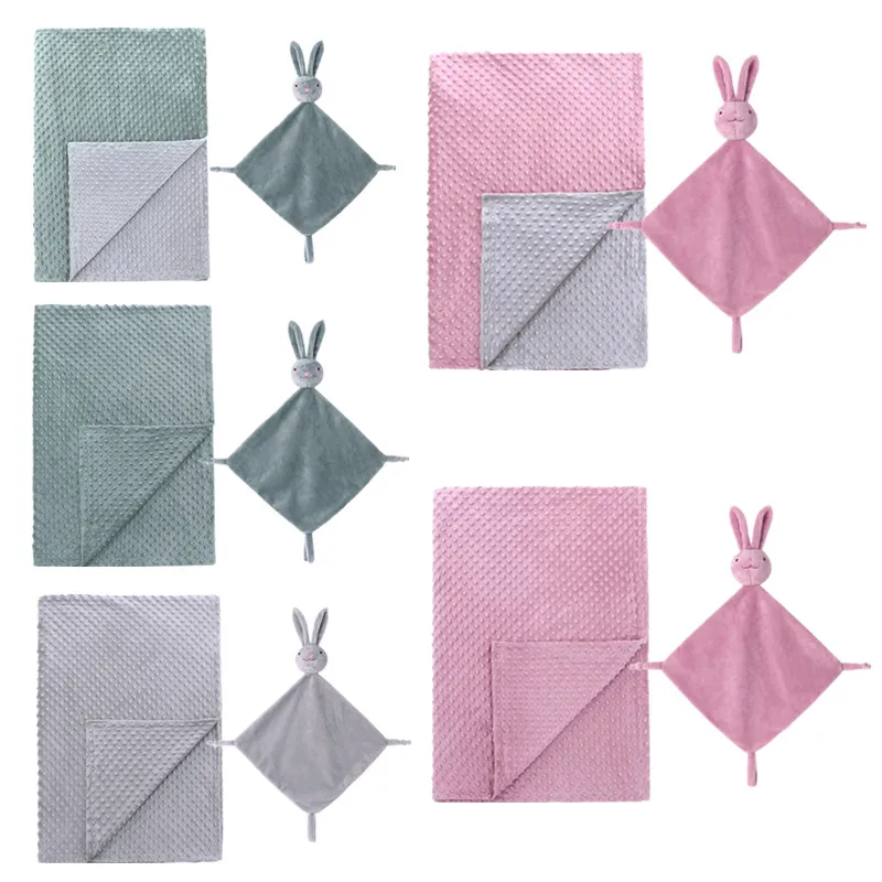 

Soft Thicken Baby Blanket Stuffed Rabbit Doll Baby Sleeping Cuddle Security Blanket Towel Crystal Velvet Newborn Swaddle Wrap