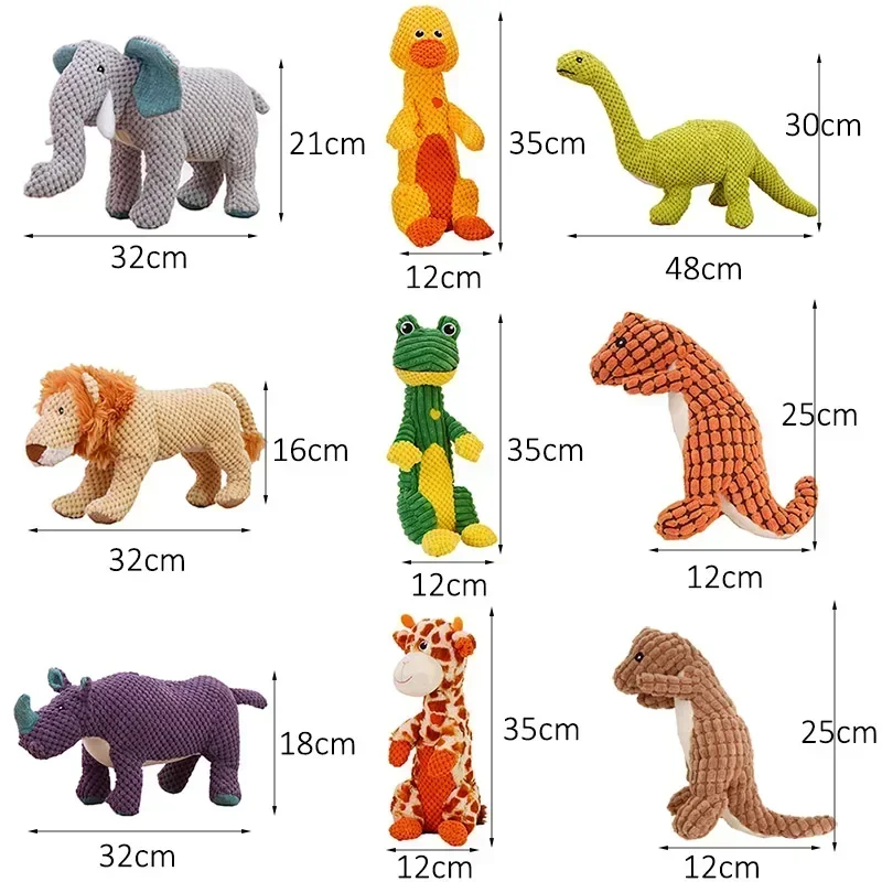 Squeaky Pet Toys for Medium Large Dogs Plush Puppy Big Dog Chew Toys Animals Shape Dog Accessories Lion Dinosaur Pets Supplies