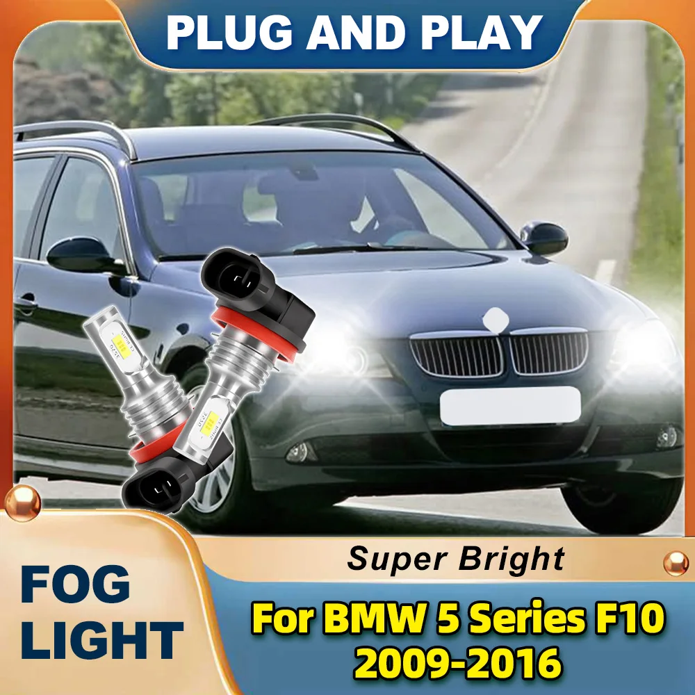 

2PCS 12V H11 Car LED Fog Light Lamp CSP Chips 6000K White Super Bright For BMW 5 Series F10 2009-2016 Canbus Bulb