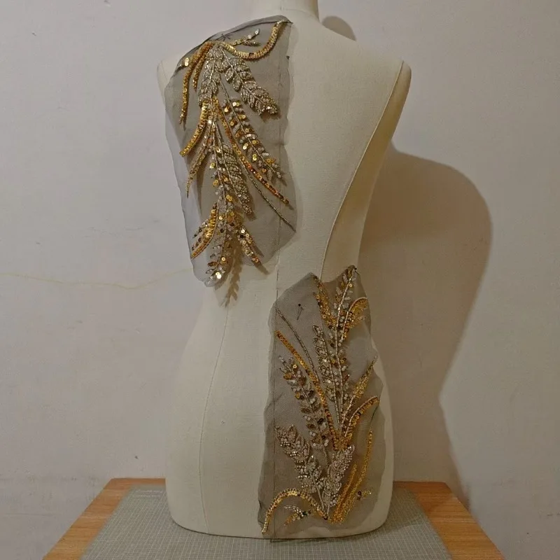 

1-2 шт., изысканная вышивка бисером с кисточками, блестки, наклейки для вышивания, украшение свадебного платья своими руками, аксессуары для одежды