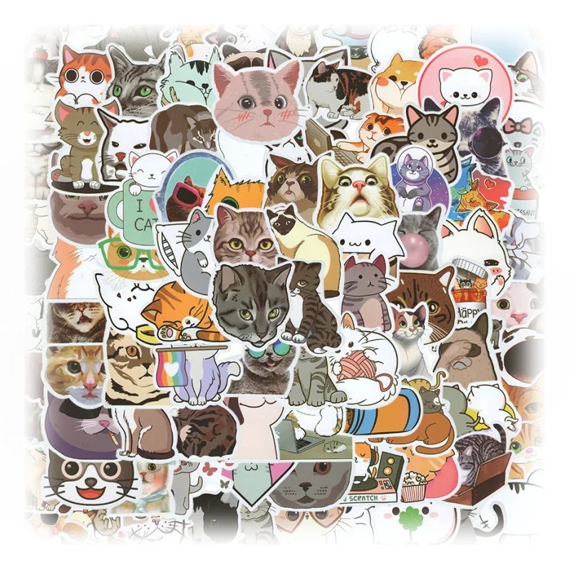 100/50PCS Nette Waschen Malerei Katzen Wasserdichte Graffiti Aufkleber für Hand Konto Bleistift Fall Aufkleber BulingBulingStickers Shop