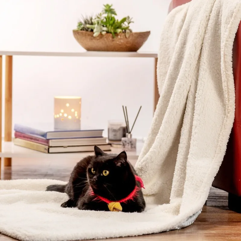 Universal Pet Blanket for Cats and Dogs Soft Warm for Cuddling Anti Cold Cozy Bed Cover Machine Washable Pet Mat for Kennel