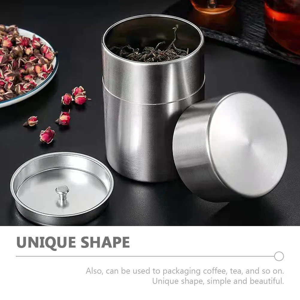 

Stainless Steel Tea Jar Sealed Canister Double Lid Airtight Container Dry Food Storage Preservation Candy Snack Box