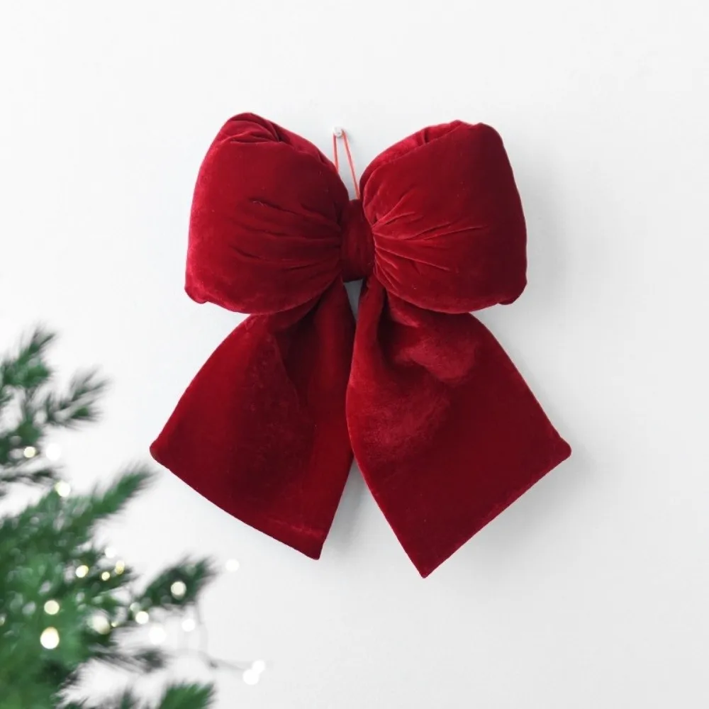 

Flannelette Christmas Red Bowknot Pendant Vintage S/M/L Christmas Tree Decoration Bow Shape Soft Textured